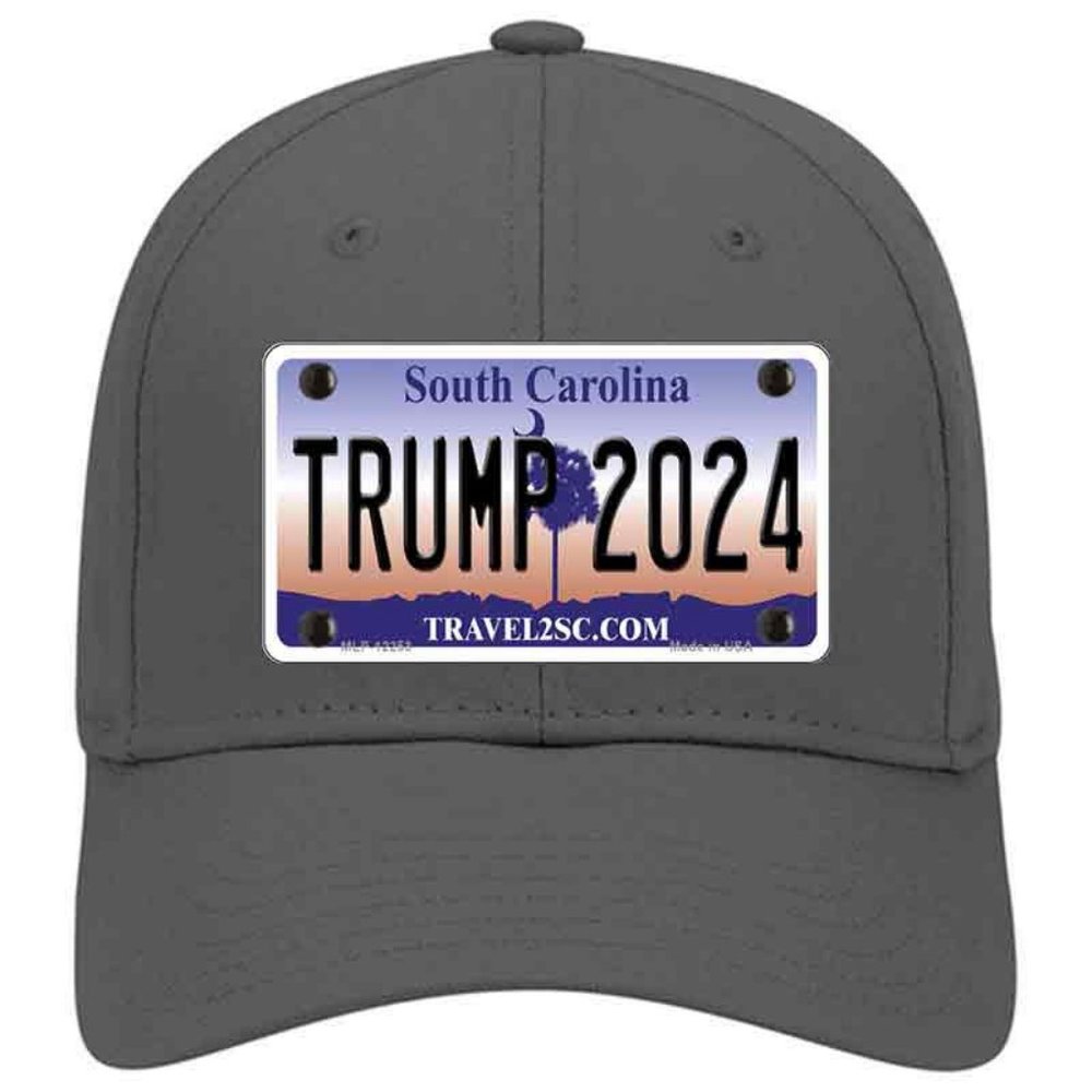 Trump 2024 South Carolina Metal on Cotton Velcro Hat - Charcoal